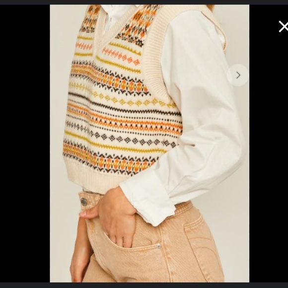 Love Tree snow flowers print Multicolor Knit Sweater V beck Vest size small - Picture 10 of 10